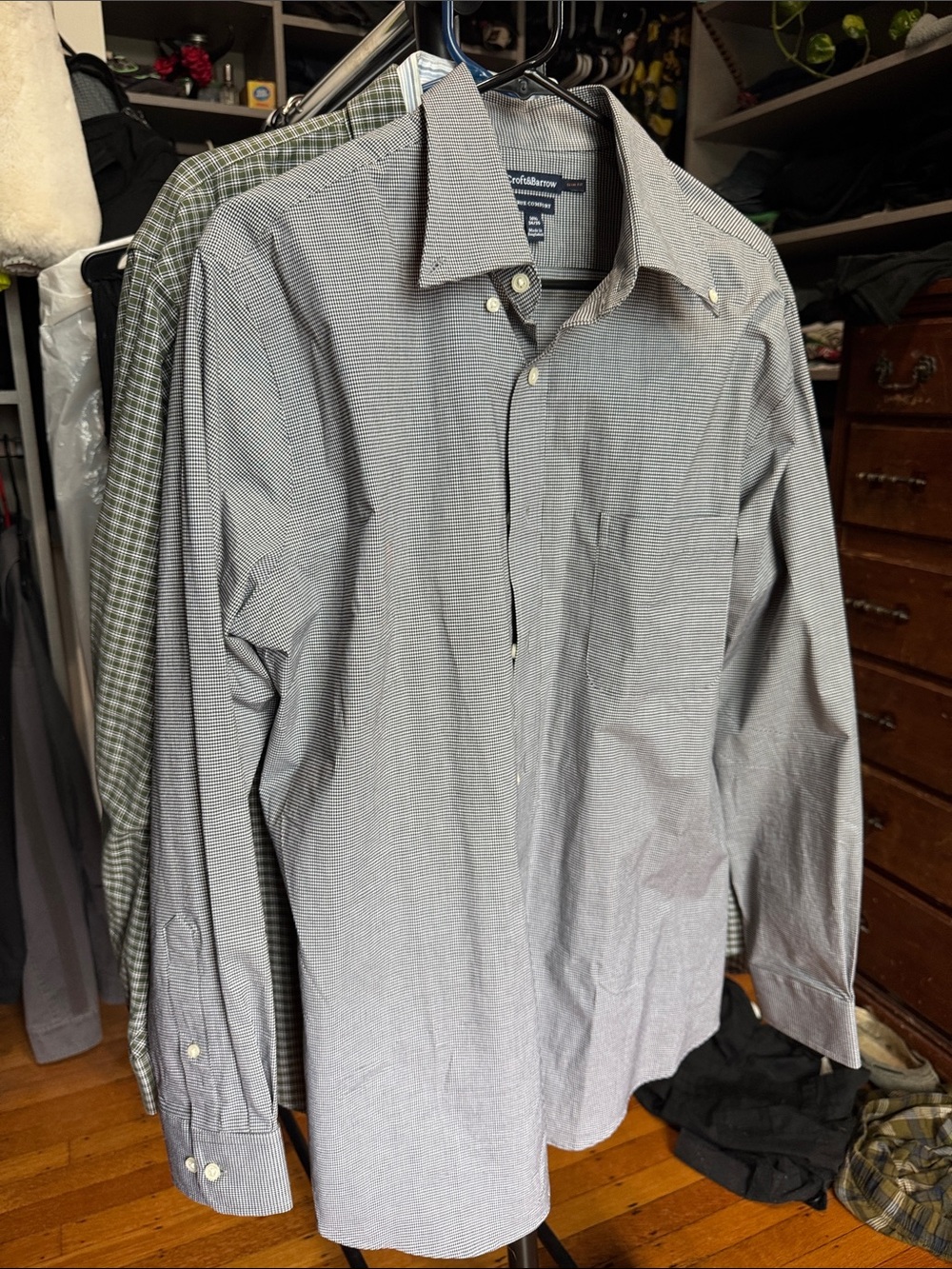 croft & barrow Men's Grey Micro-Check Dress Shirt